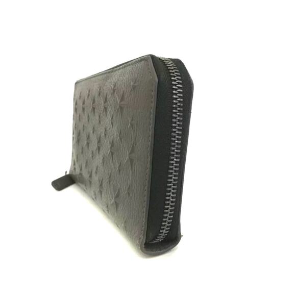 RARE Authentic Jimmy Choo Carnaby Star Embossed Leather Zip Long Wallet Gray - Picture 3 of 8